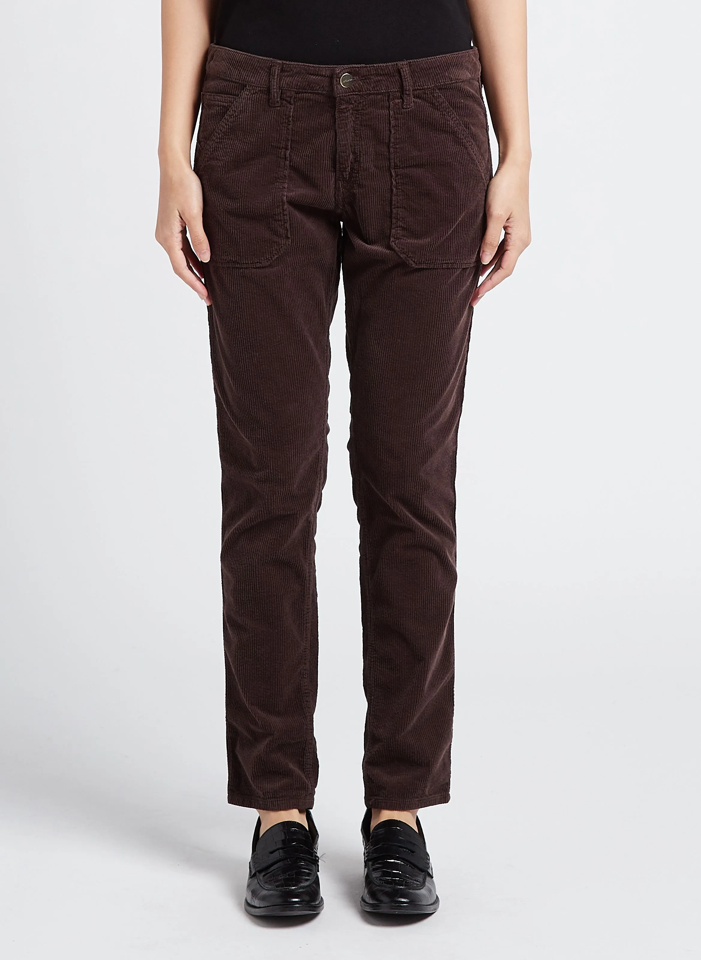 PIERCE - Pantalón slim de pana en marron