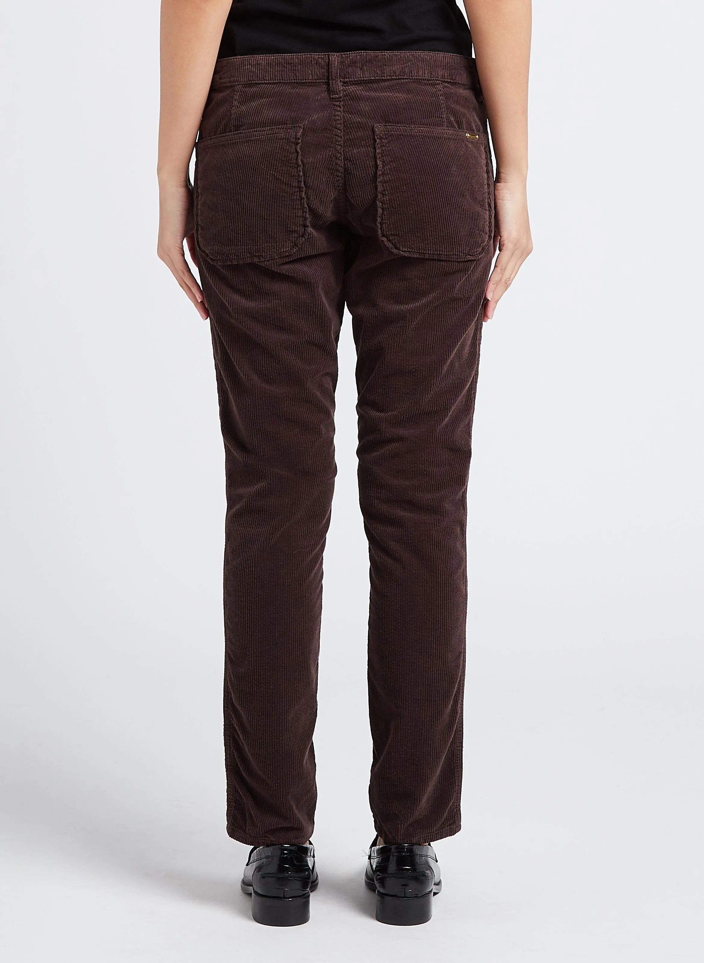 PIERCE - Pantalón slim de pana en marron