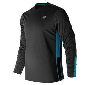 Polera Running Hombre New Balance Accelerate Long Sleeve Negra/Azul