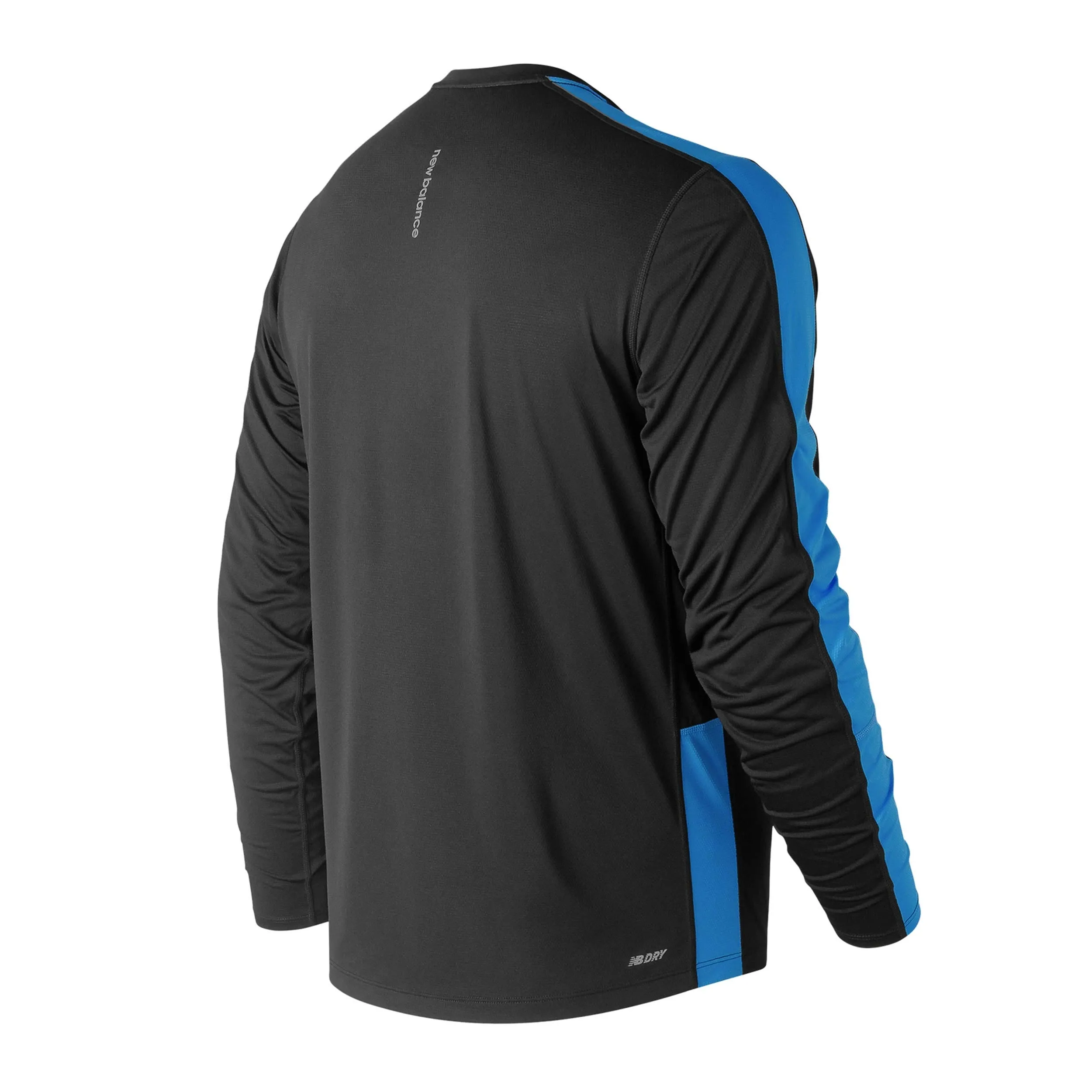 Polera Running Hombre New Balance Accelerate Long Sleeve Negra/Celeste