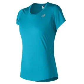 Polera Running Mujer New Balance Accelerate Short Sleeve Celeste