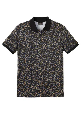 Polo Negro de flores