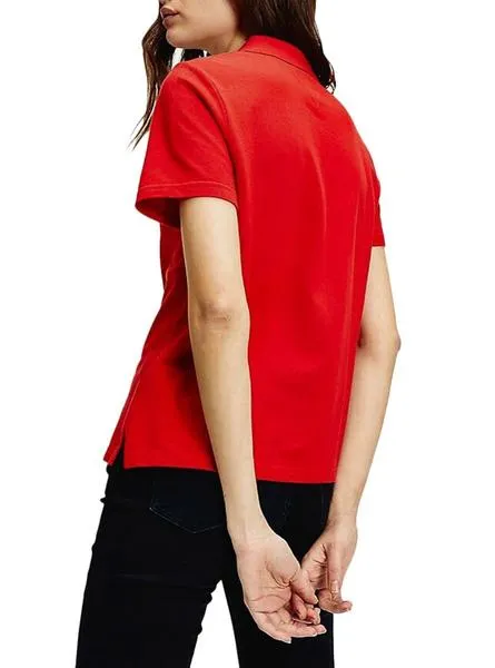 polo tommy jeans badge rojo para mujer