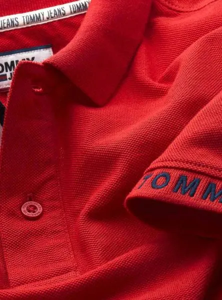 polo tommy jeans branded rojo para hombre