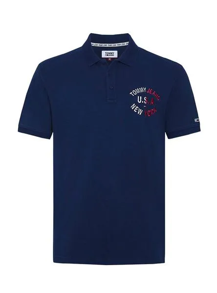 polo tommy jeans essential logo azul para hombre