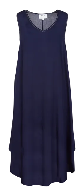 RIMITI - Vestido midi holgado sin mangas en azul