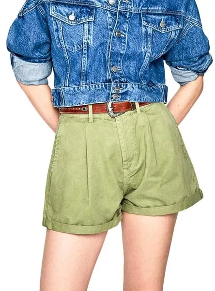 shorts pepe jeans mamba verde para mujer