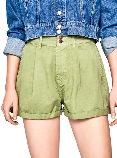 shorts pepe jeans mamba verde para mujer