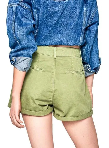 shorts pepe jeans mamba verde para mujer