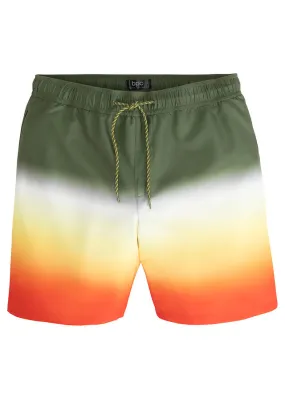 Shorts playeros con degradado de color de poliéster reciclado Verde caqui oscuro estampado