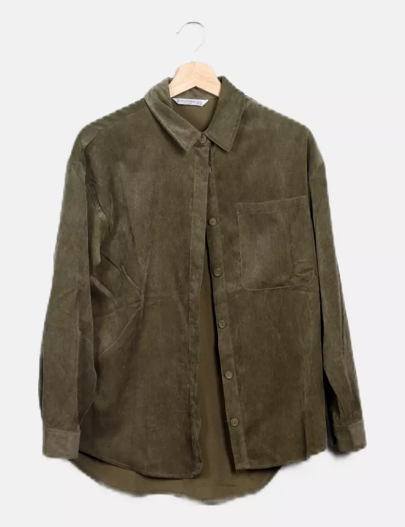 Stradivarius Camisa micropana verde