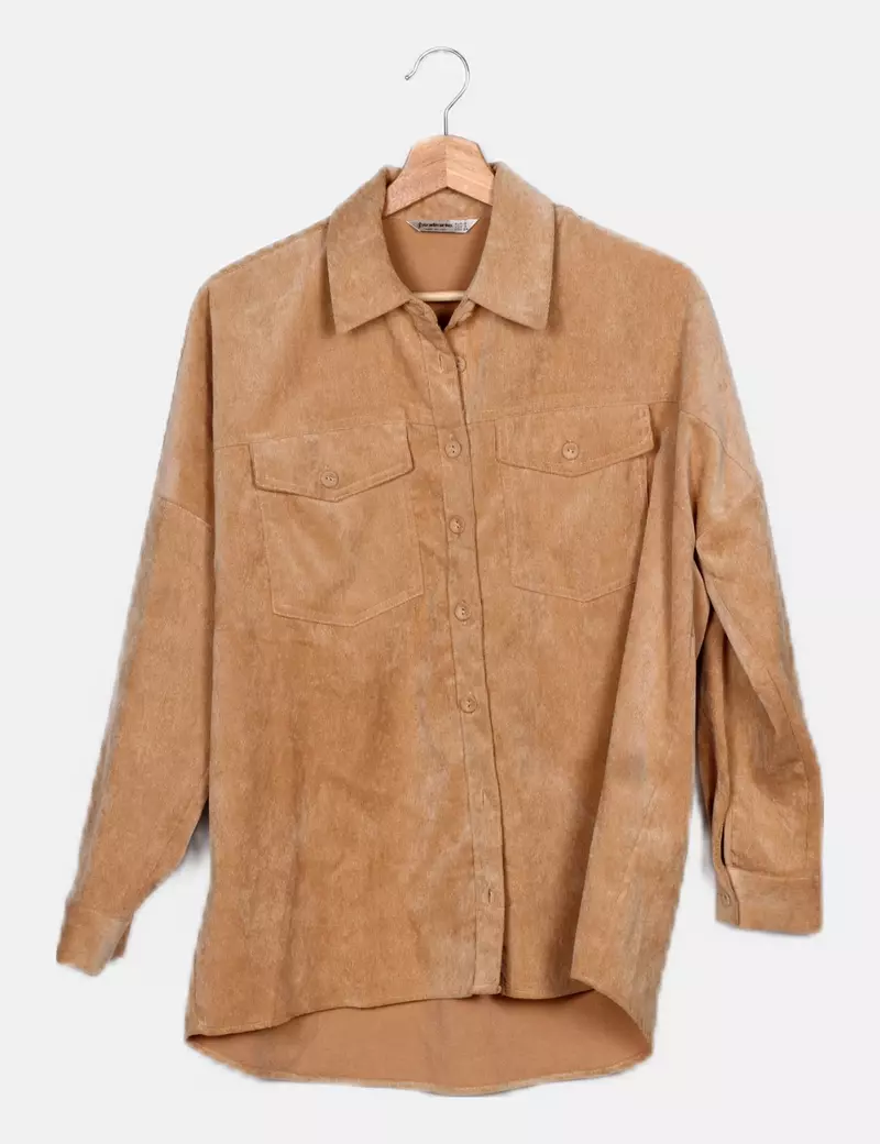 Stradivarius Sobre camisa beige pana