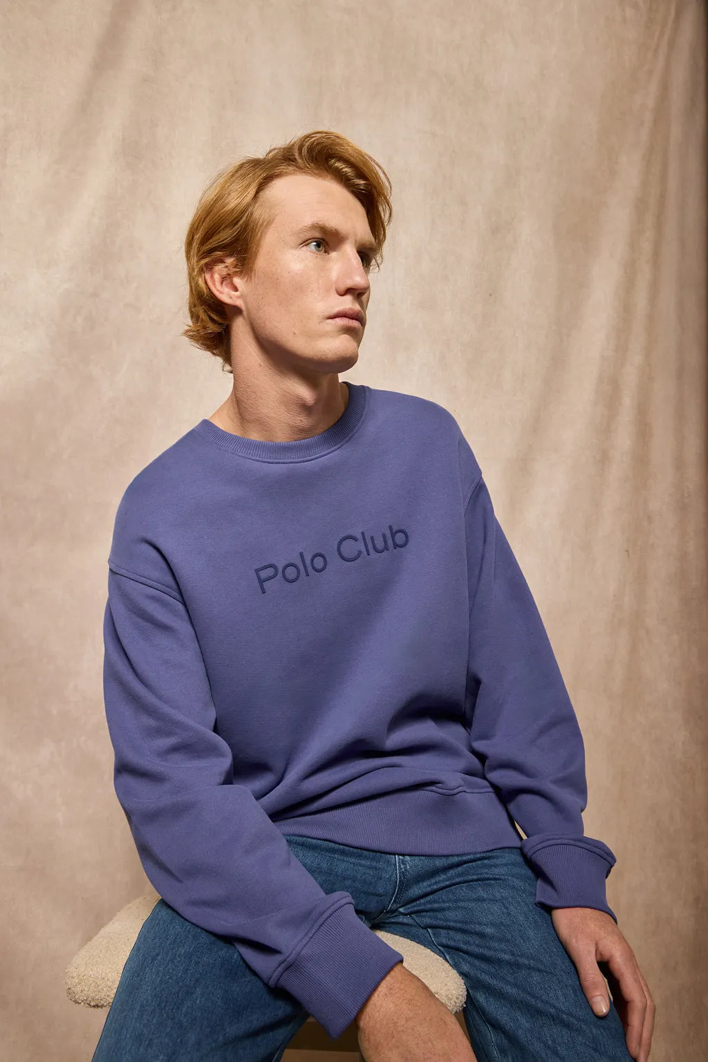 Sudadera azul de cuello redondo con logotipo Polo Club