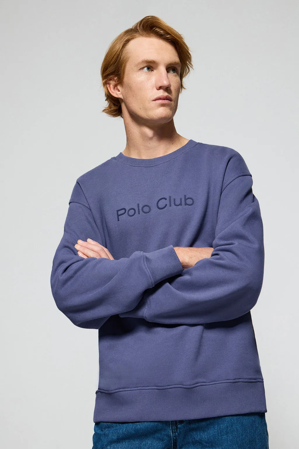 Sudadera azul de cuello redondo con logotipo Polo Club