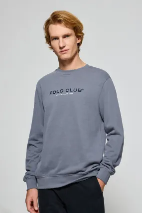 Sudadera azul denim cuello redondo con logotipo Polo Club