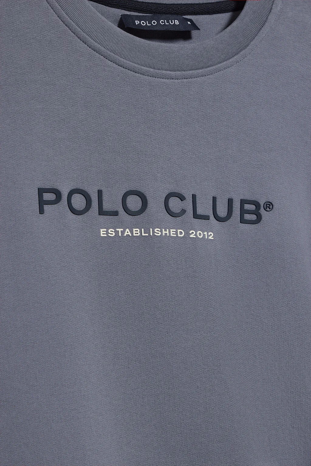 Sudadera azul denim cuello redondo con logotipo Polo Club