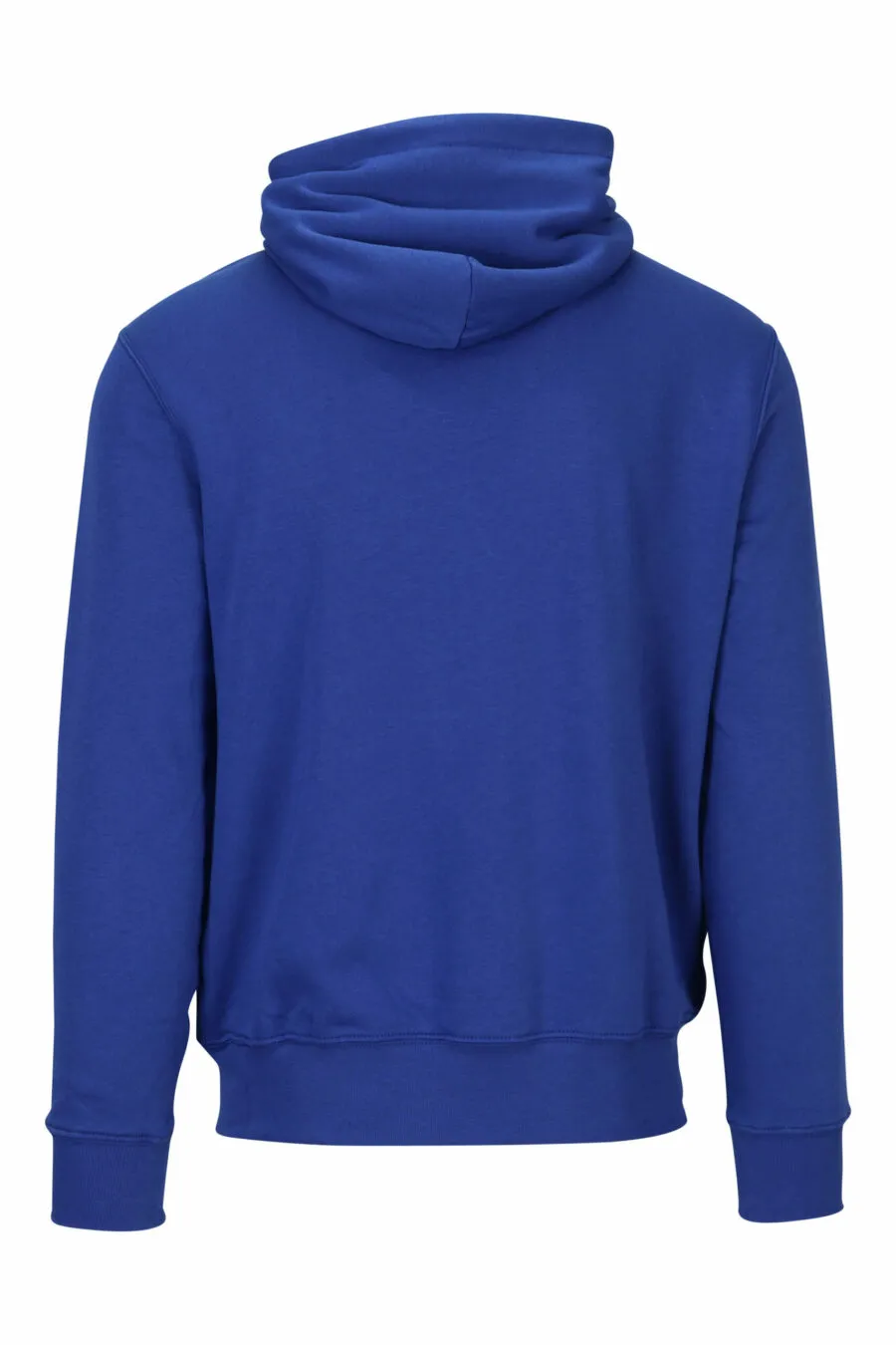 Sudadera azul oscura con capucha y maxilogo 