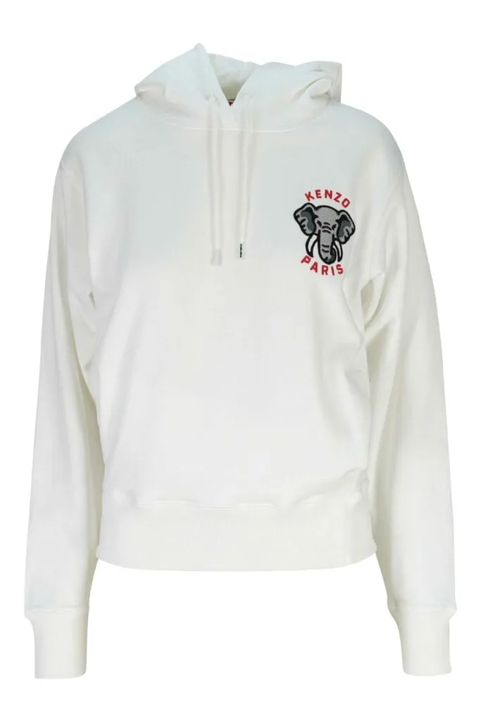 Sudadera blanca con capucha y minilogo 