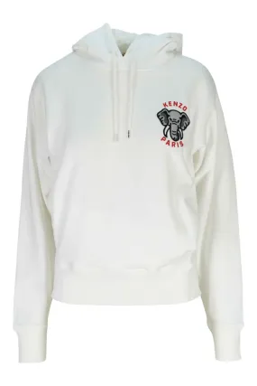 Sudadera blanca con capucha y minilogo kenzo elephant