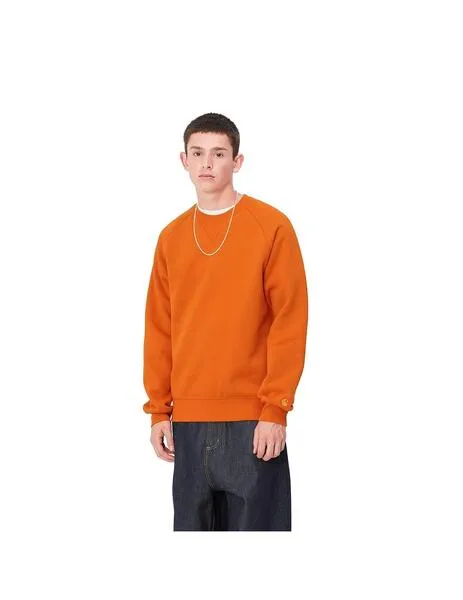 Sudadera carhartt wip chase naranja de hombre