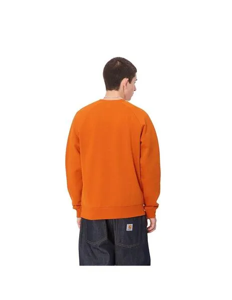 Sudadera carhartt wip chase naranja de hombre