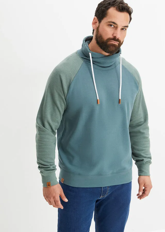 Sudadera con cuello tipo chal Verde grisáceo/verde grisáceo jaspeado