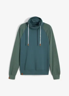 Sudadera con cuello tipo chal Verde grisáceo/verde grisáceo jaspeado