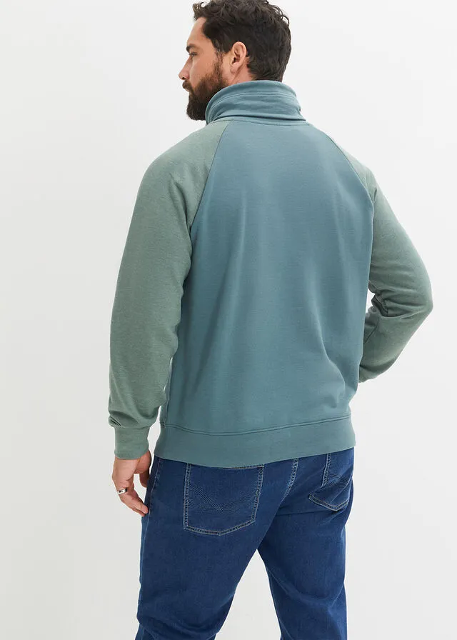 Sudadera con cuello tipo chal Verde grisáceo/verde grisáceo jaspeado