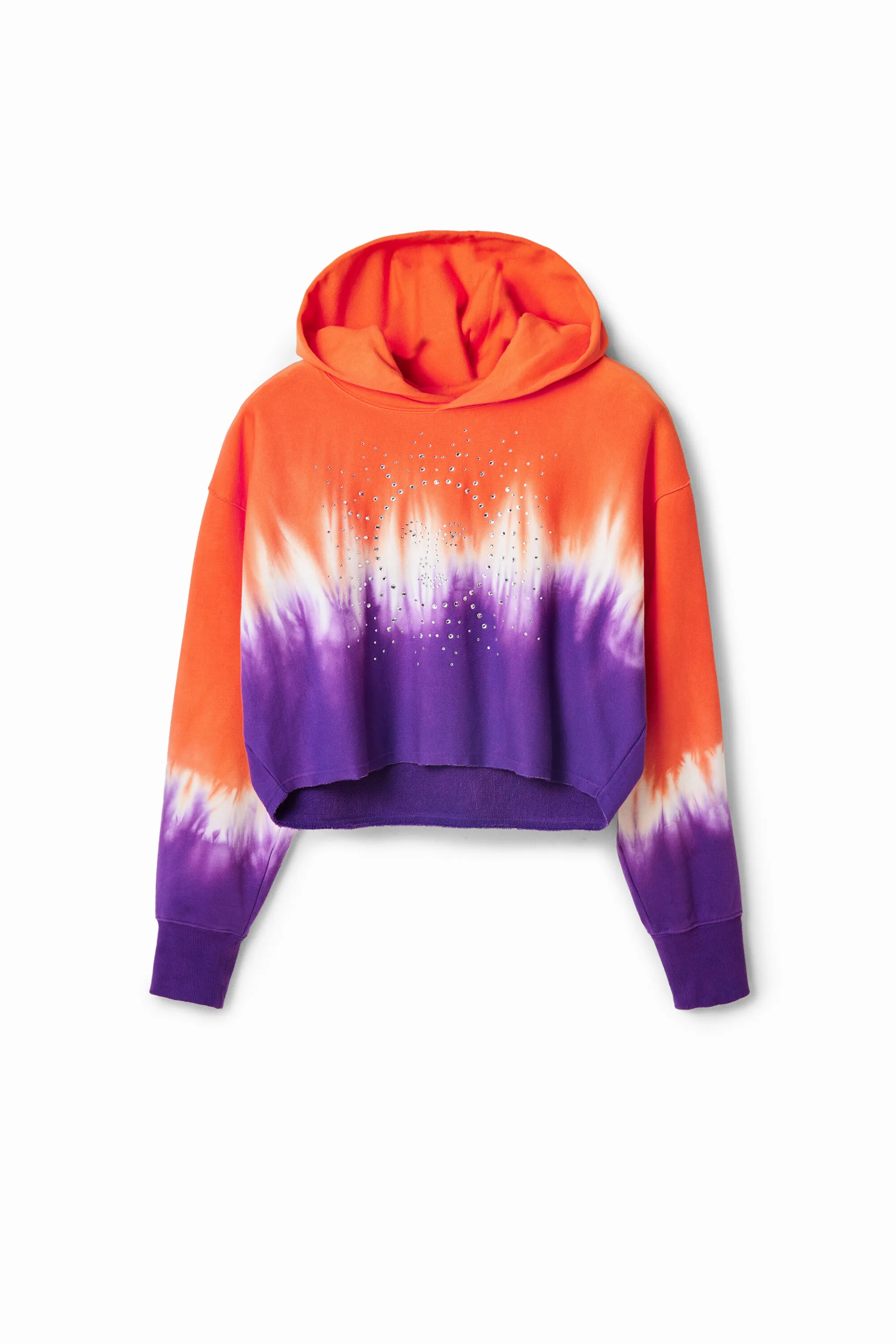 Sudadera corta tie-dye strass