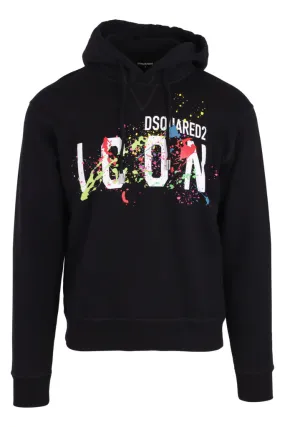 Sudadera negra con capucha y logo icon splash