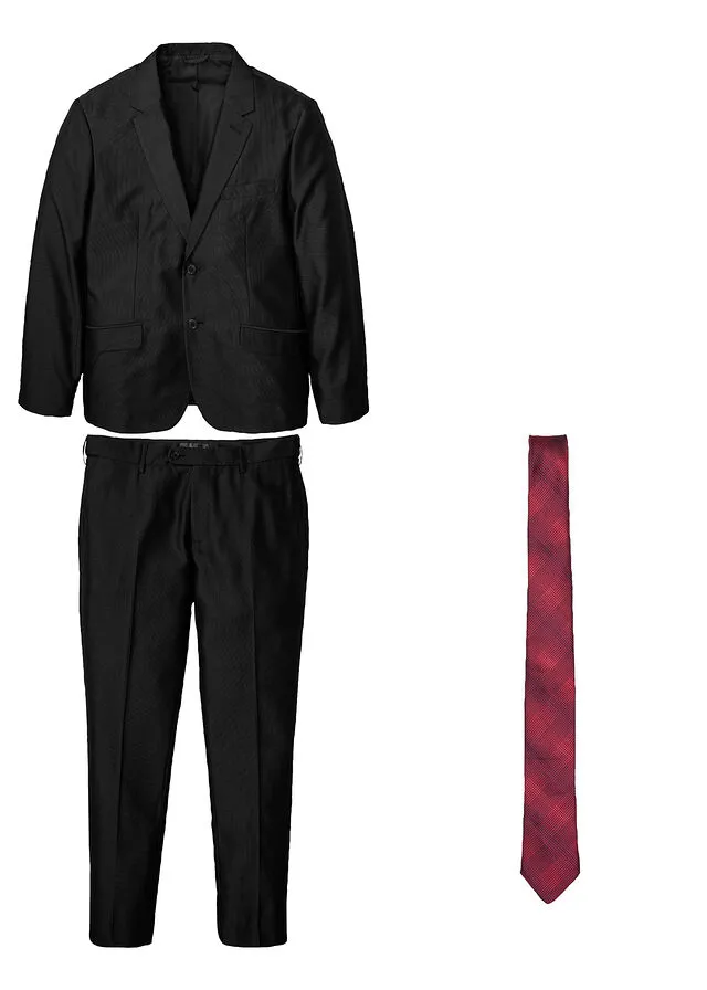 Traje (conjunto de 3 piezas): chaqueta, pantalón, corbata Negro