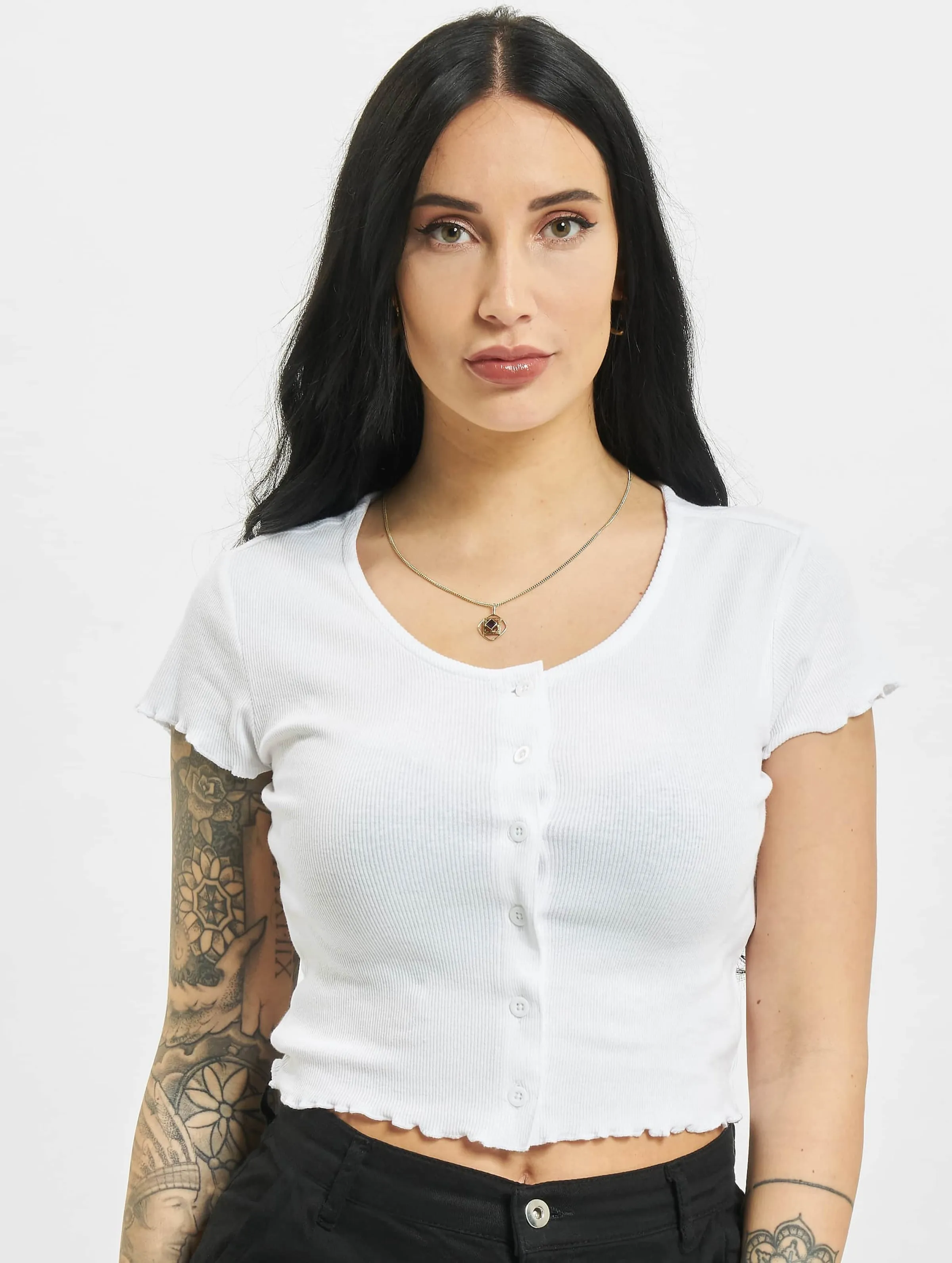 Urban Classics Cropped Button Up Rib