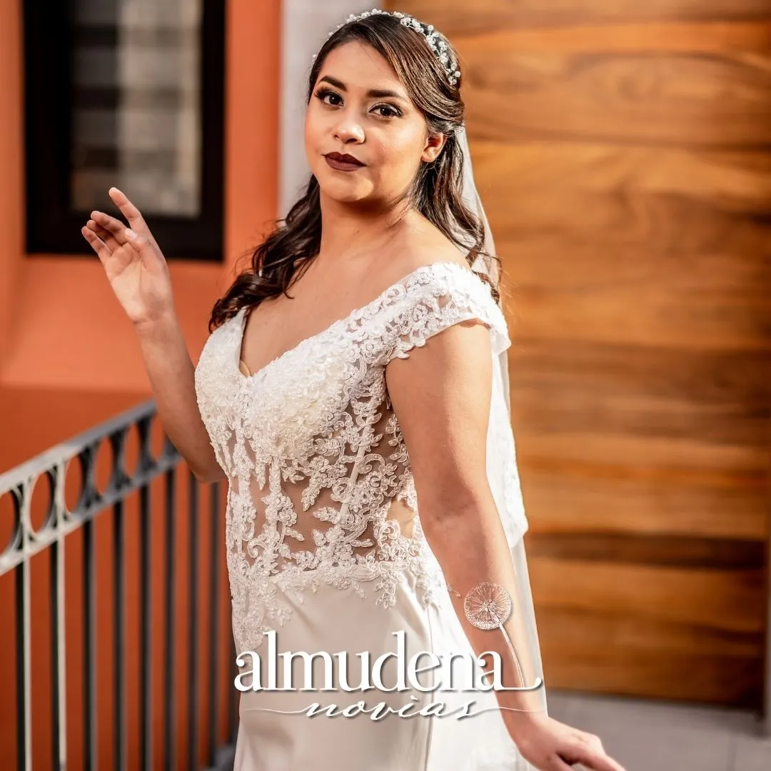 Vestido de Novia Sencillo Encaje Sin Hombros