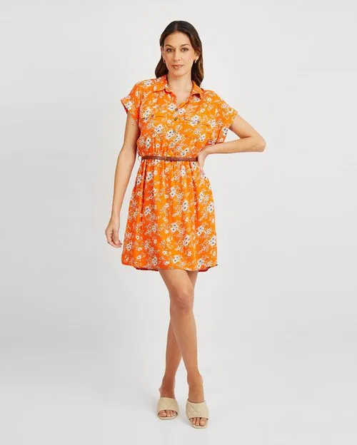 Vestido Mujer Indira Print Naranja Óxido