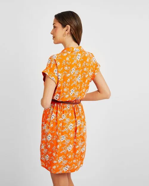 Vestido Mujer Indira Print Naranja Óxido