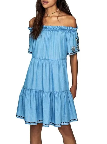 vestido pepe jeans sasha azul para mujer