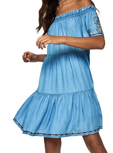 vestido pepe jeans sasha azul para mujer