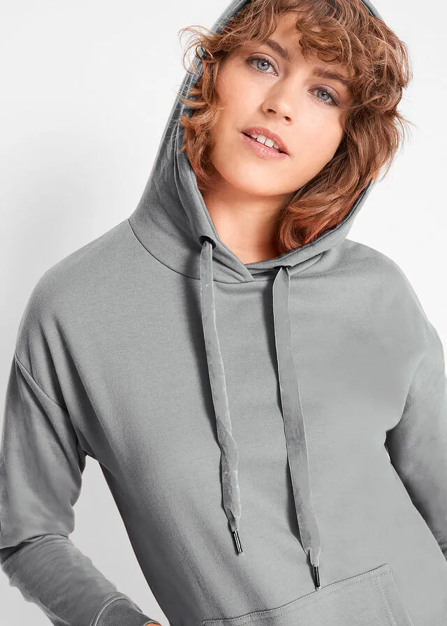 Vestido tipo sudadera Gris jaspeado