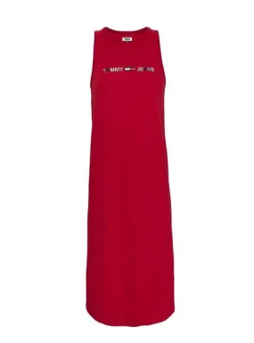 vestido tommy jeans logo rojo para mujer