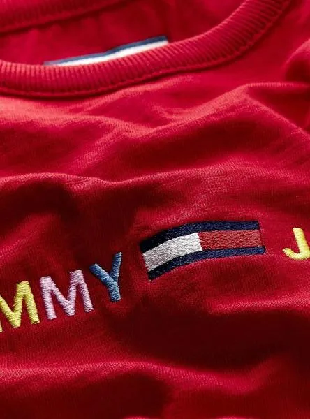 vestido tommy jeans logo rojo para mujer