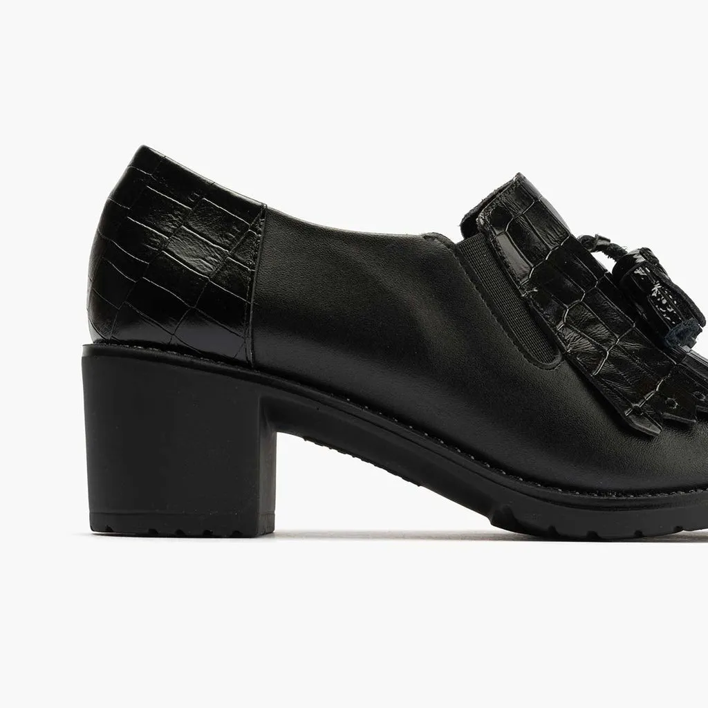 Zapato Abotinado Flecos para mujer color negro